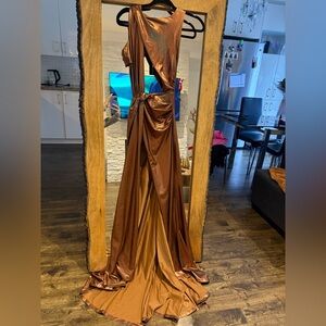 Fashion Nova Shimmering Bronze Dress